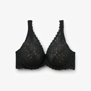 NWT Intimissimi Elena Black Lace Bra 38B | Floral Lace Balconette Lingerie